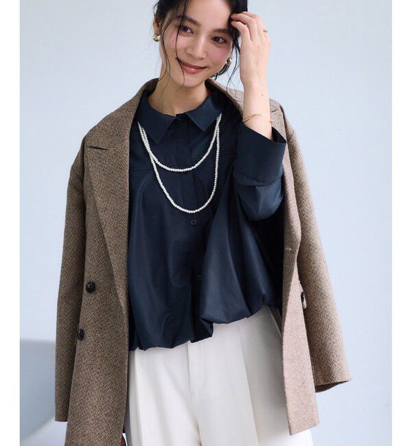 VIS「【WEB限定】バルーンペプラムブラウス」|シャツ・ブラウス|ネイビー(40)