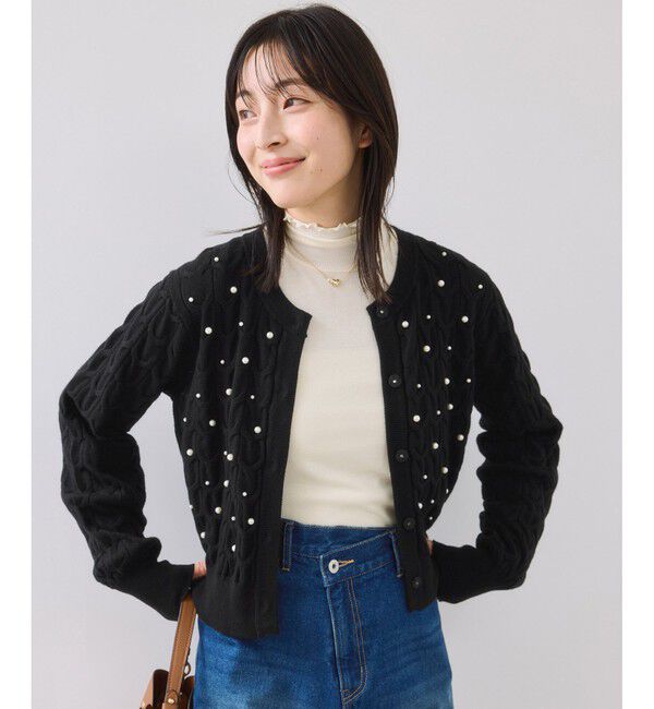 VIS「パールケーブルカーディガン」|カーディガン|