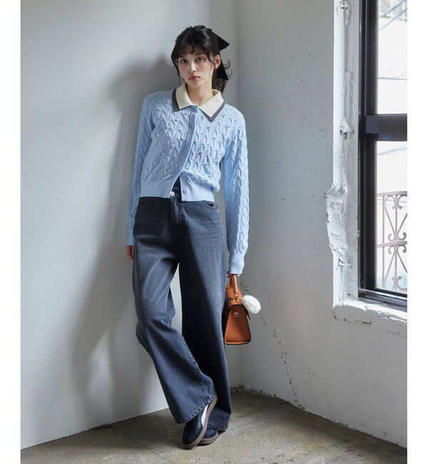 VIS「パールケーブルカーディガン」|カーディガン|