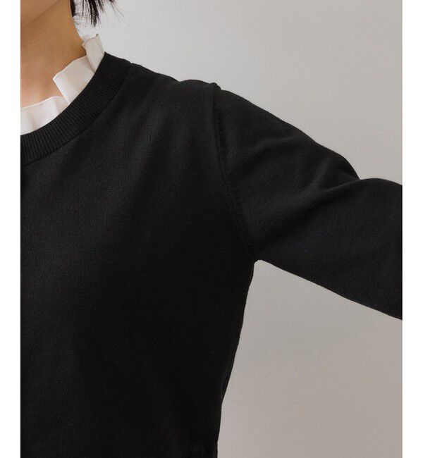 VIS「【美得】フリル襟ドッキングニットカーディガントップス」|ニット・セーター|