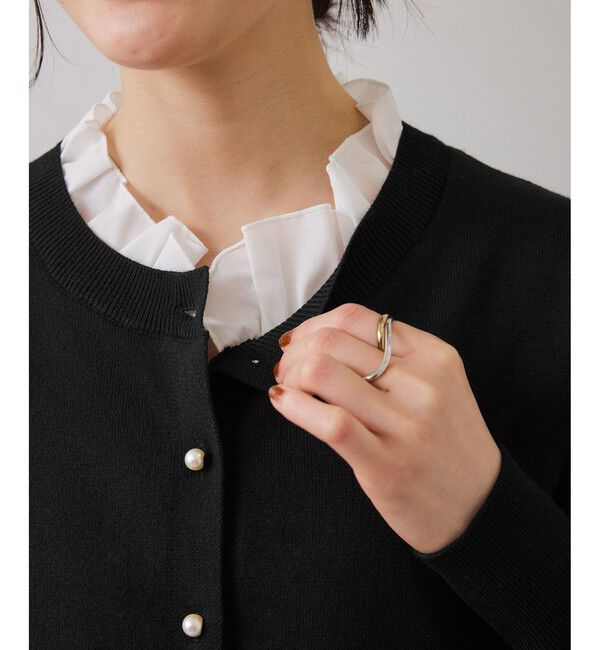 VIS「【美得】フリル襟ドッキングニットカーディガントップス」|ニット・セーター|