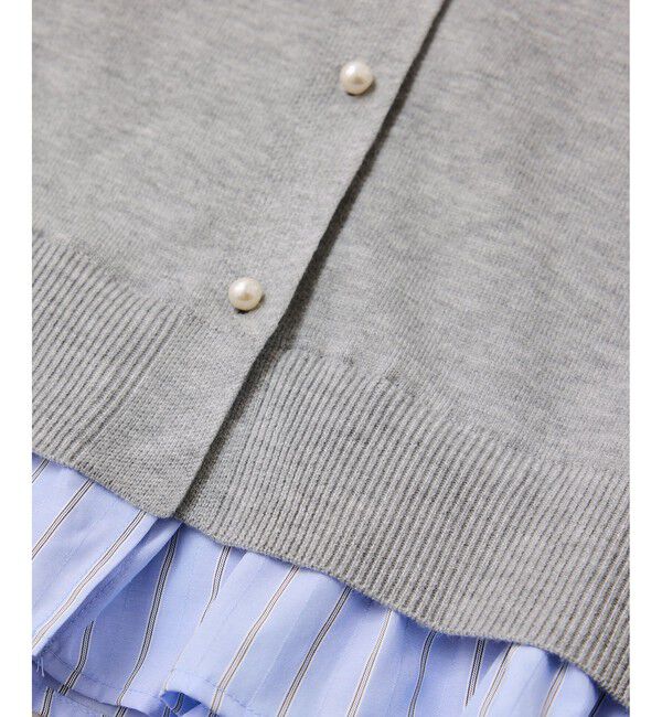 VIS「【美得】フリル襟ドッキングニットカーディガントップス」|ニット・セーター|