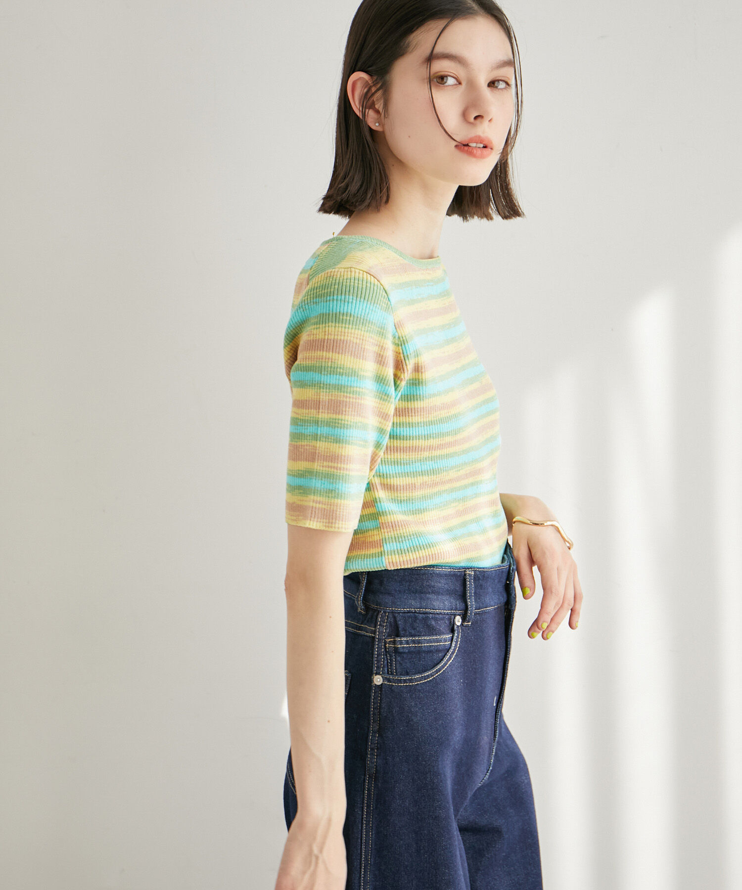 ROPE' PICNIC R「リンクコーデ/グラデーションニットハーフスリーブ」|ニット・セーター|