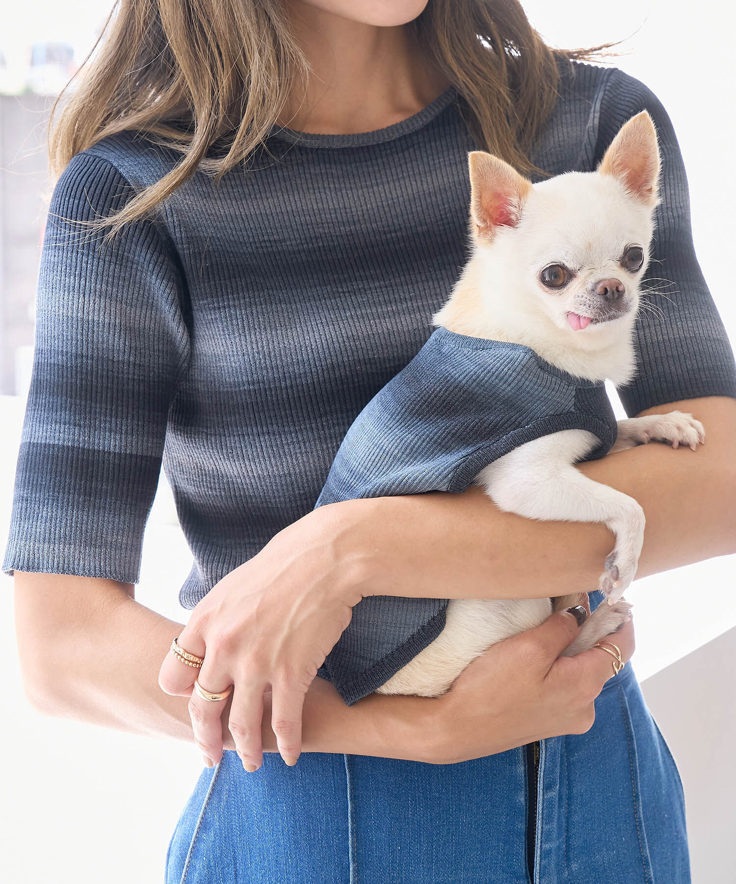 ROPE' PICNIC R「リンクコーデ/グラデーションニットハーフスリーブ」|ニット・セーター|