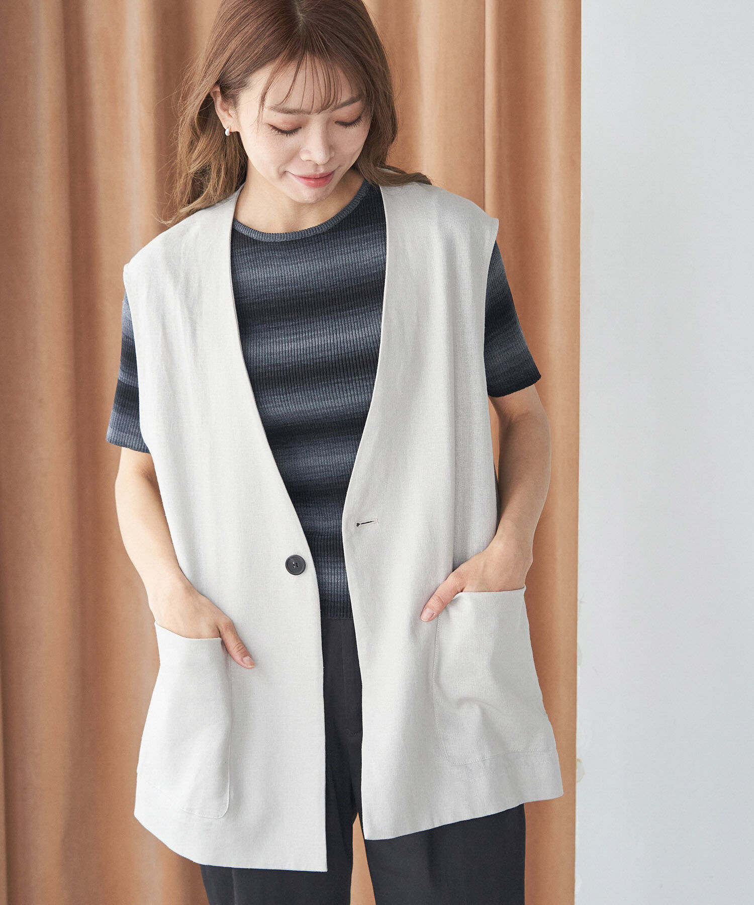 ROPE' PICNIC R「リンクコーデ/グラデーションニットハーフスリーブ」|ニット・セーター|