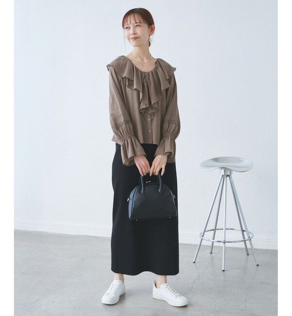 Rope&rsquo;Picnic「【接触冷感・通気性】Comfy Shirt コンフィーシャツ/綿ボイルフリルブラウス」|シャツ・ブラウス|