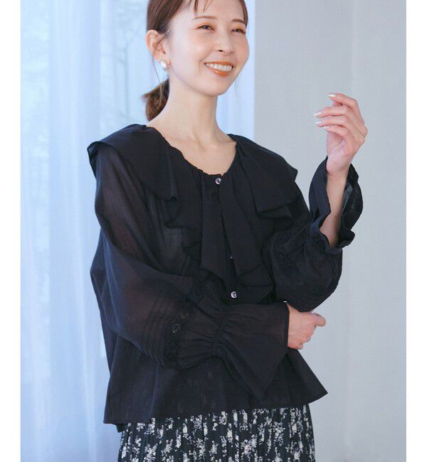 Rope&rsquo;Picnic「【接触冷感・通気性】Comfy Shirt コンフィーシャツ/綿ボイルフリルブラウス」|シャツ・ブラウス|