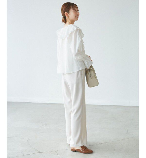 Rope&rsquo;Picnic「【接触冷感・通気性】Comfy Shirt コンフィーシャツ/綿ボイルフリルブラウス」|シャツ・ブラウス|