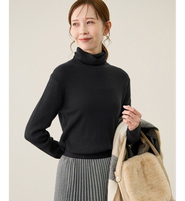 Rope&rsquo;Picnic「アンチピリングリブタートルニットプルオーバー/イージーケア」|ニット・セーター|