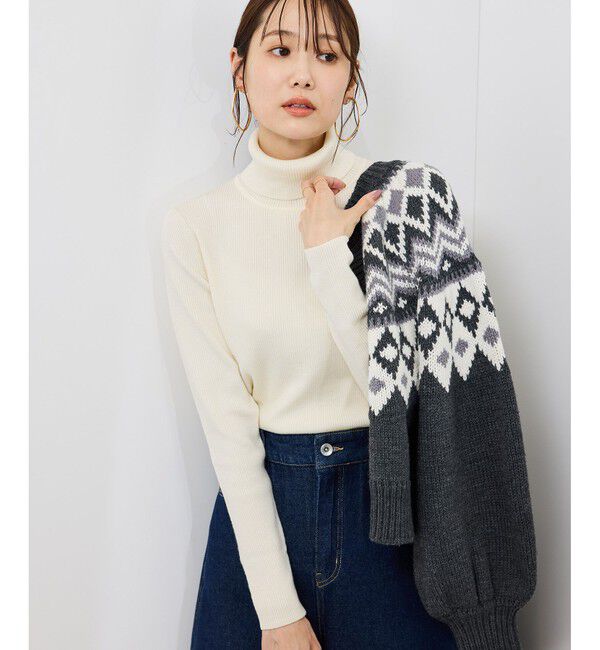 Rope&rsquo;Picnic「アンチピリングリブタートルニットプルオーバー/イージーケア」|ニット・セーター|