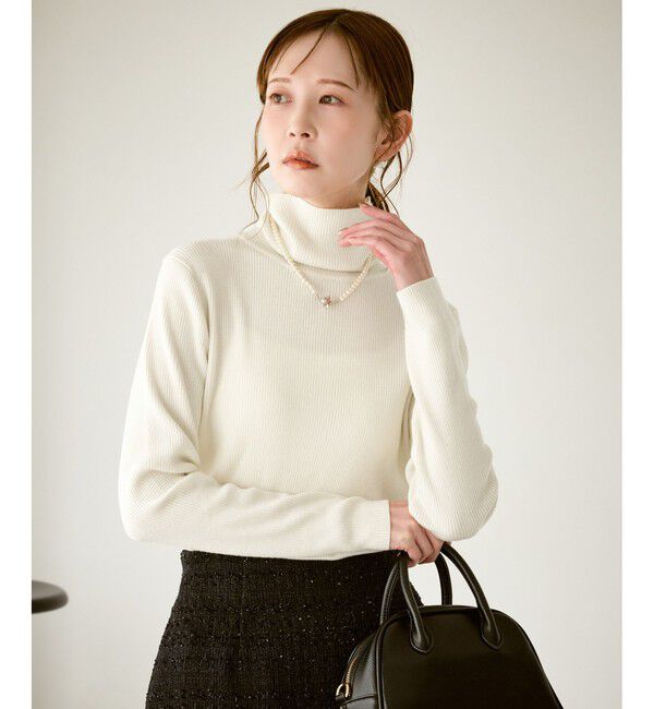 Rope&rsquo;Picnic「アンチピリングリブタートルニットプルオーバー/イージーケア」|ニット・セーター|