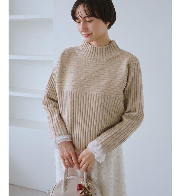 Rope&rsquo;Picnic「もちもちリブ切り替えニットプルオーバー/イージーケア・リンクコーデ」|ニット・セーター|