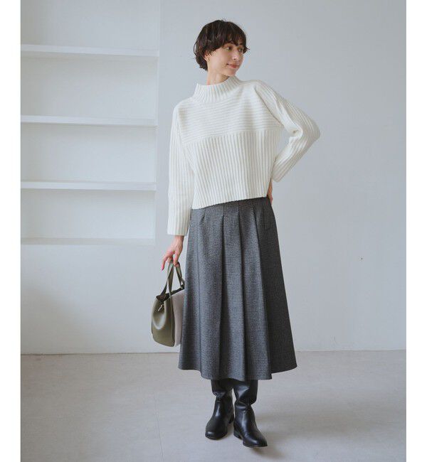 Rope&rsquo;Picnic「もちもちリブ切り替えニットプルオーバー/イージーケア・リンクコーデ」|ニット・セーター|