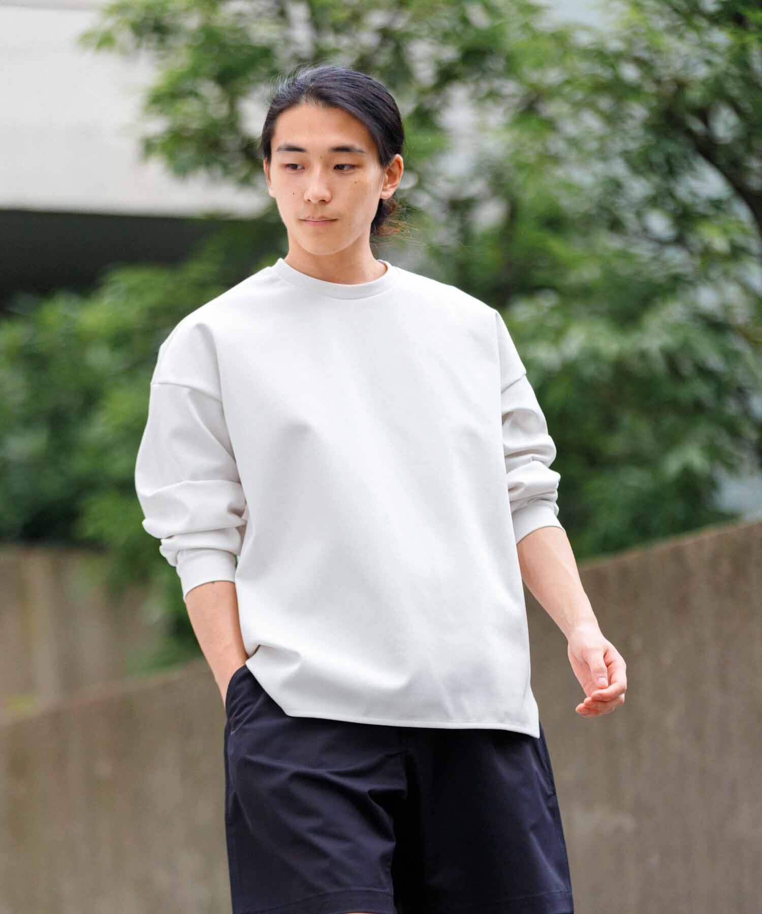 ADAM ET ROPE'「【定番】ポンチ ドロップショルダー キックバック ロングスリーブTee / 高機能ストレッチ / ロングシーズン」|Tシャツ・カットソー|