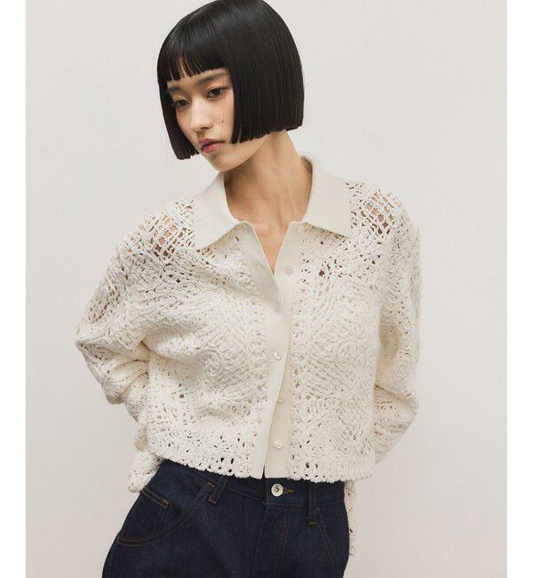 ADAM ET ROPE'「コードレースパターンニットシャツ」|シャツ・ブラウス|