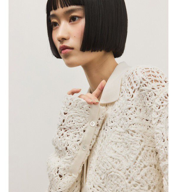 ADAM ET ROPE'「コードレースパターンニットシャツ」|シャツ・ブラウス|