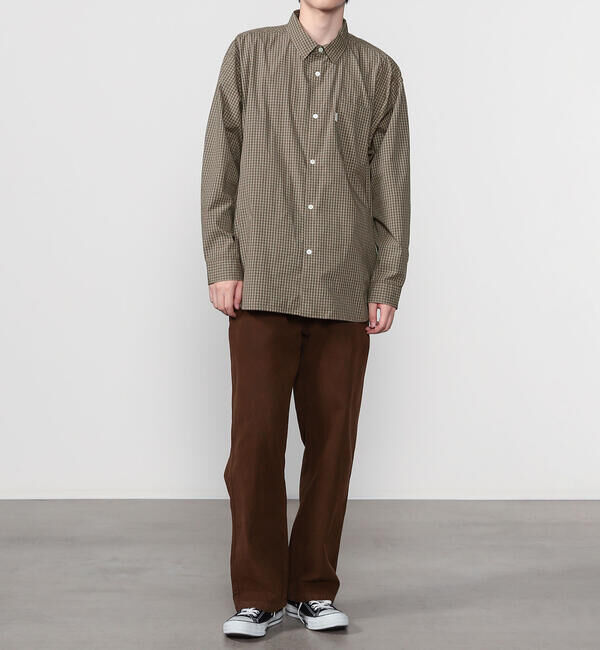 GYMPHLEX「Gymphlex | ミニチェック レギュラーカラー長袖シャツ MEN」|シャツ・ブラウス|