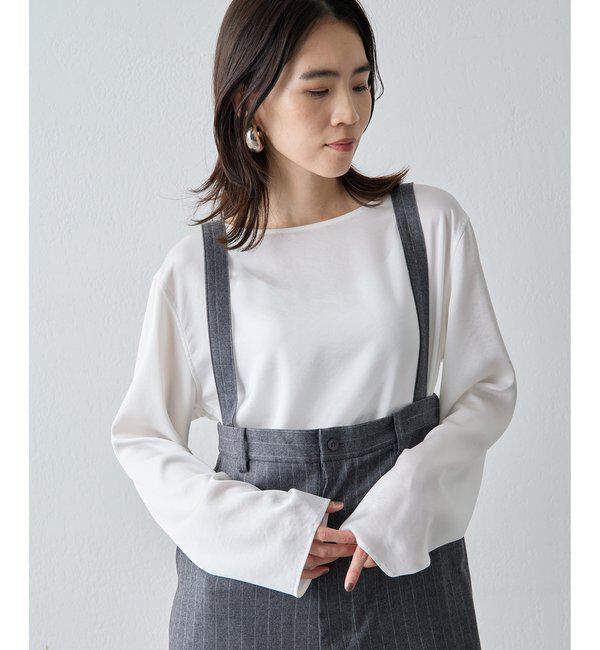 Drawing Numbers「【Drawing Numbers】サテンボートブラウス」|シャツ・ブラウス|