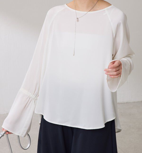 「袖フレアサテンブラウス」|シャツ・ブラウス|