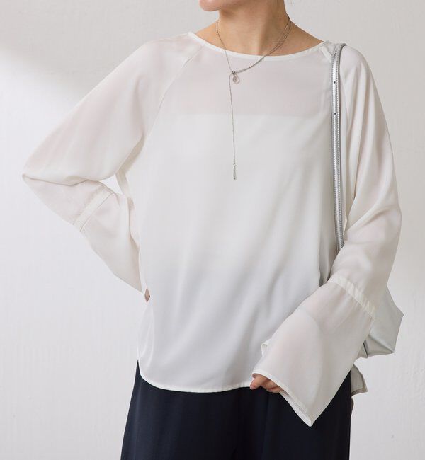  「袖フレアサテンブラウス」|シャツ・ブラウス|