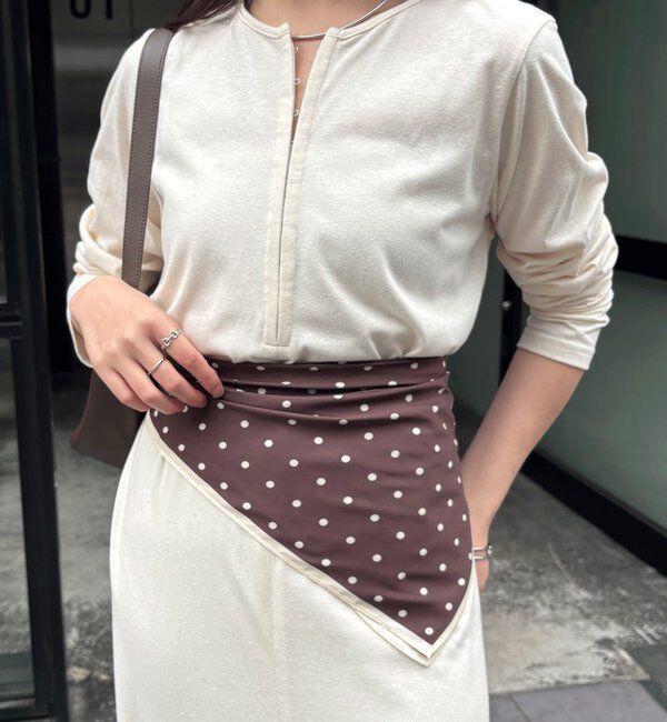  「【PAPILLONNER/パピヨネ】スクエアドットスカーフ/セレモニー」|マフラー|ブラウン