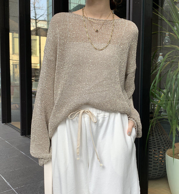  「【WEB限定】ラメ針抜きプルオーバー」|ニット・セーター|