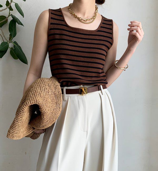  「ボーダースクエアニットタンク」|ニット・セーター|