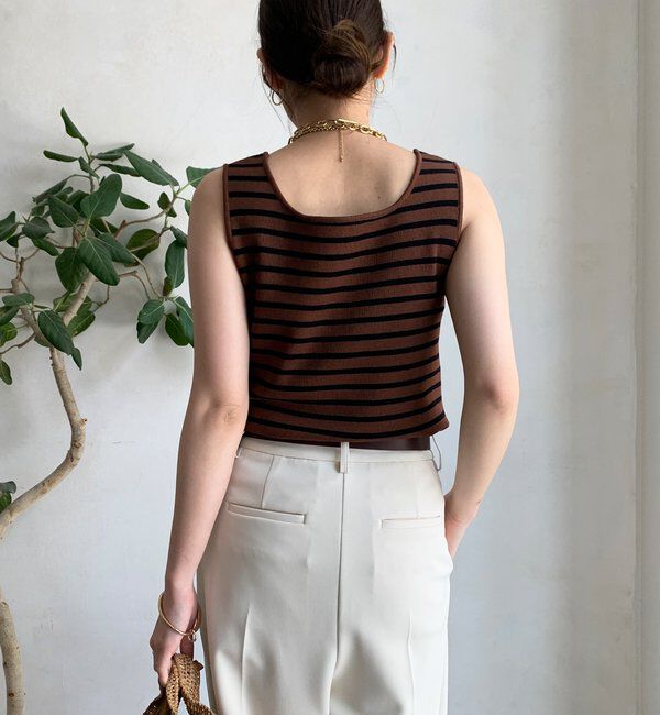  「ボーダースクエアニットタンク」|ニット・セーター|