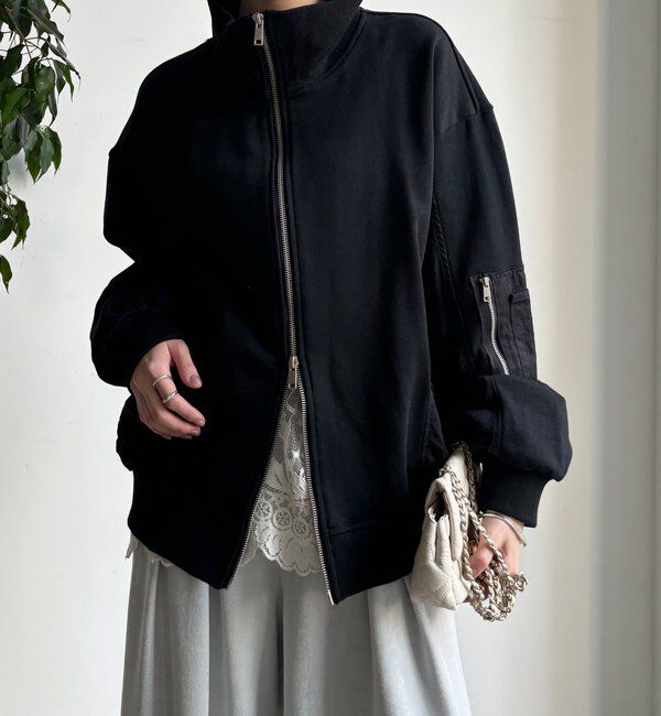  「【WEB限定】異素材切替ダブルジップブルゾン」|ブルゾン・スタジャン|