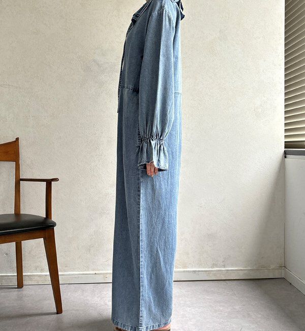  「【WEB限定】フリルデニムオールイーンワン」|ワンピース|