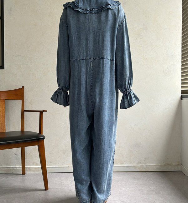  「【WEB限定】フリルデニムオールイーンワン」|ワンピース|