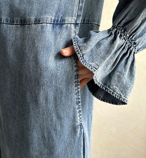  「【WEB限定】フリルデニムオールイーンワン」|ワンピース|