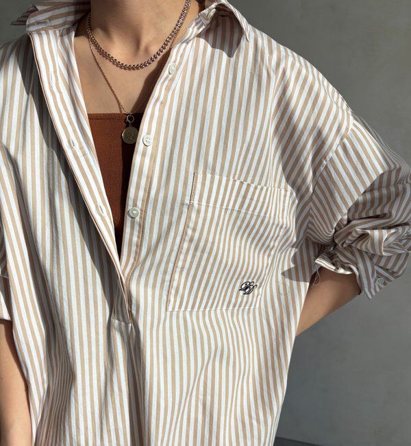  「DD刺繍チュニックシャツ」|シャツ・ブラウス|ベージュ