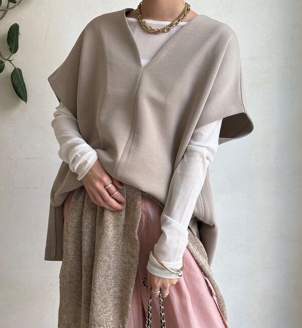  「【WEB限定】オーバーシルエットダンボールベスト」|Tシャツ・カットソー|ベージュ