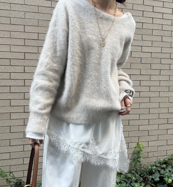  「ジョーゼットアシメレース切替ブラウス」|シャツ・ブラウス|