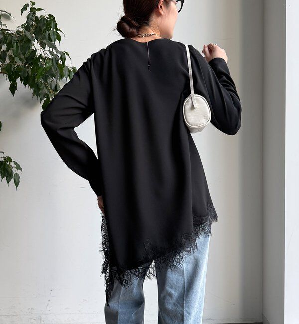  「ジョーゼットアシメレース切替ブラウス」|シャツ・ブラウス|