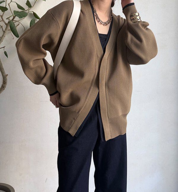  「バイカラーVカーディガン」|カーディガン|