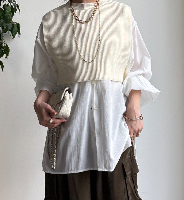  「【WEB限定】ニットベスト&times;シャツセット」|ニット・セーター|