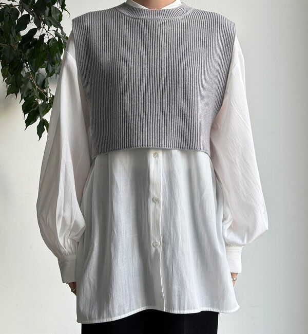  「【WEB限定】ニットベスト&times;シャツセット」|ニット・セーター|