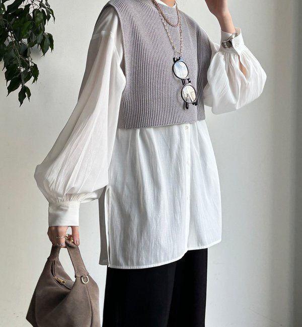  「【WEB限定】ニットベスト&times;シャツセット」|ニット・セーター|