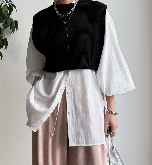  「【WEB限定】ニットベスト&times;シャツセット」|ニット・セーター|ブラック