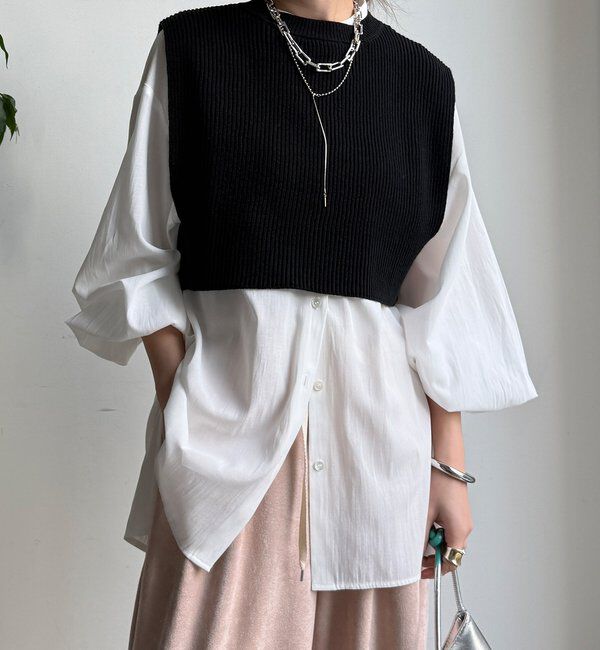  「【WEB限定】ニットベスト&times;シャツセット」|ニット・セーター|