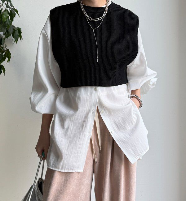  「【WEB限定】ニットベスト&times;シャツセット」|ニット・セーター|