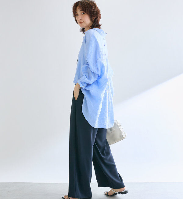  「【ウォッシャブル】【シーズンレスで使える】タックワイドスラックス」|チノ|