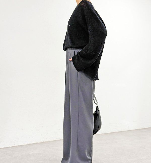  「【ウォッシャブル】【シーズンレスで使える】タックワイドスラックス」|チノ|