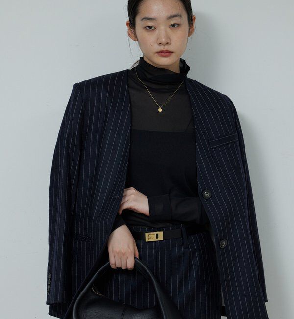  「【セットアップ対応】ストライプノーカラージャケット」|その他|