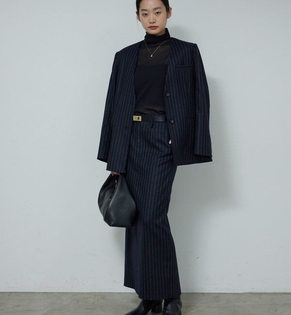  「【セットアップ対応】ストライプノーカラージャケット」|その他|
