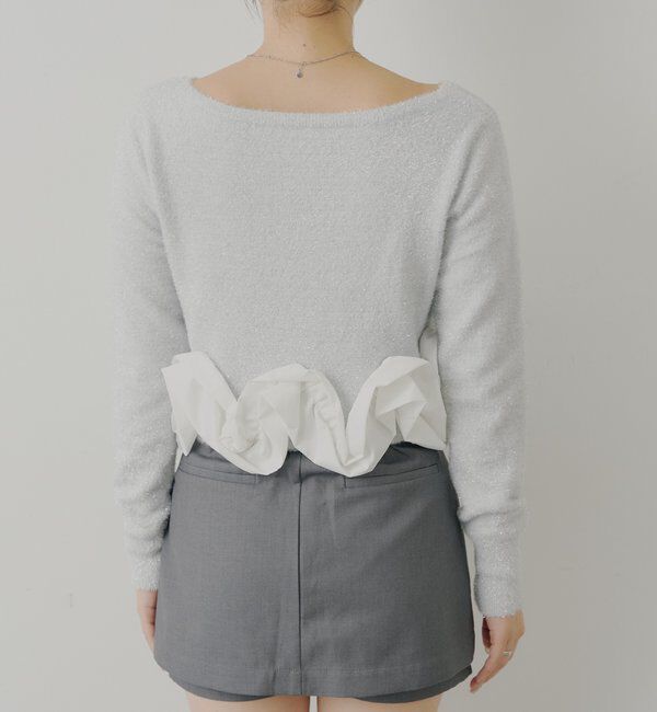  「ねじりフリルデザインラメシャギーカーディガン」|カーディガン|