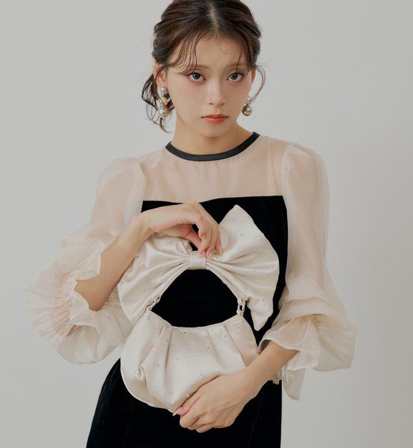  「【SALON by Chico】ビジューデザインリボンショルダーバッグ」|ショルダー・メッセンジャー|