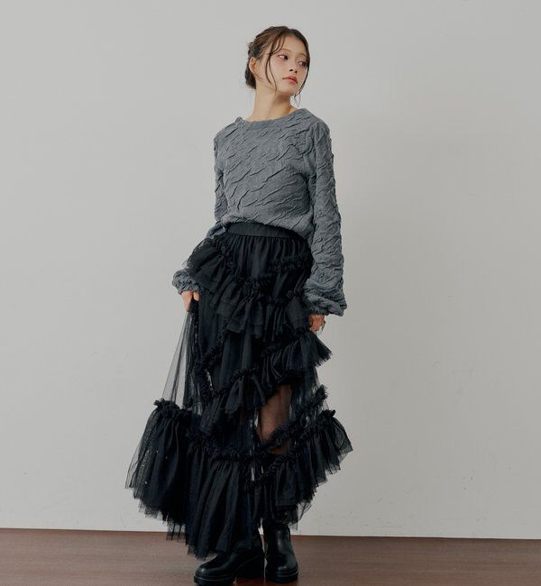  「【SALON by Chico】前後2wayフロントリボン配色カーディガン」|カーディガン|